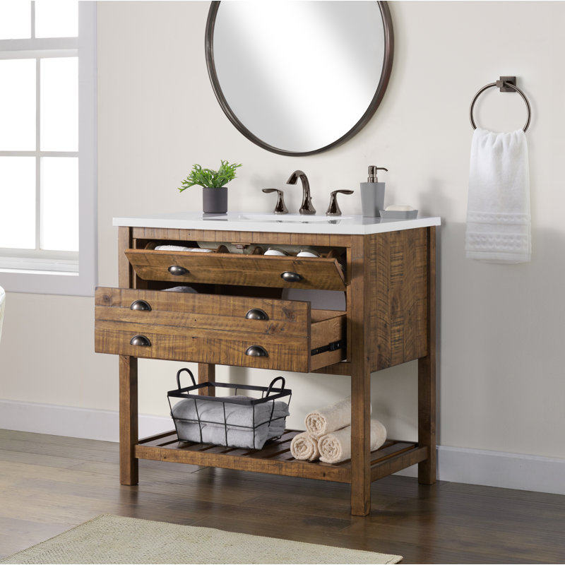 Ensemble de meuble-lavabo simple 37 po Grigg, Brun naturel