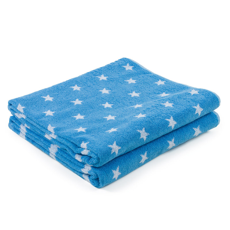 Evan Cotton Midweight Bath Towel, White/Blue