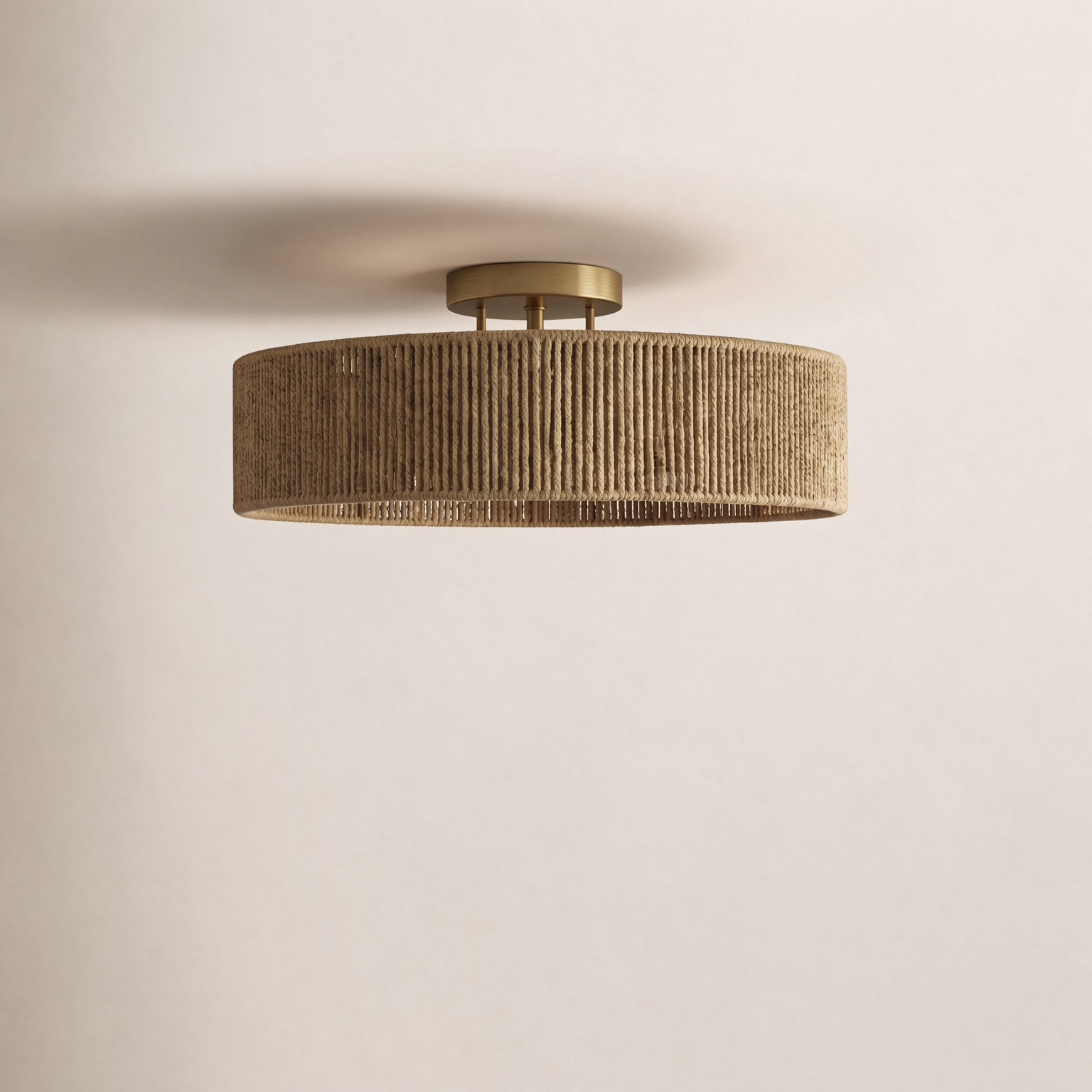 24" 5-Light Semi Flush Mount, Polished Brass