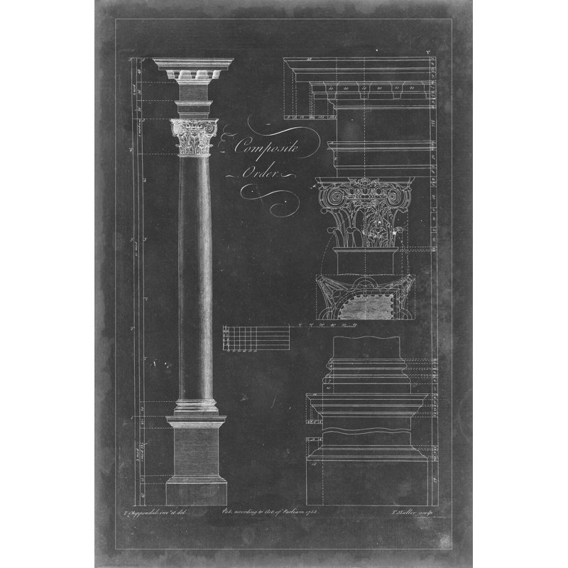 Composite Order Blueprint by Thomas Chippendale - Wrapped Canvas Print, 76cm H x 51cm W x 3.8cm D