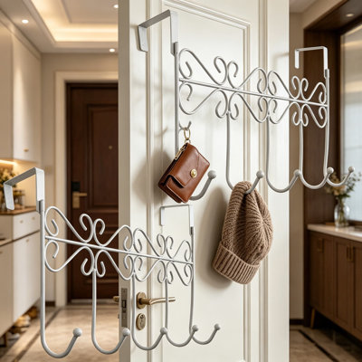 Over The Door Hooks For Hanging, 2-Pack Heavy Duty Door Hanger With No Installation Required, Space Saving Organizer For Coats, Bags, And Towels