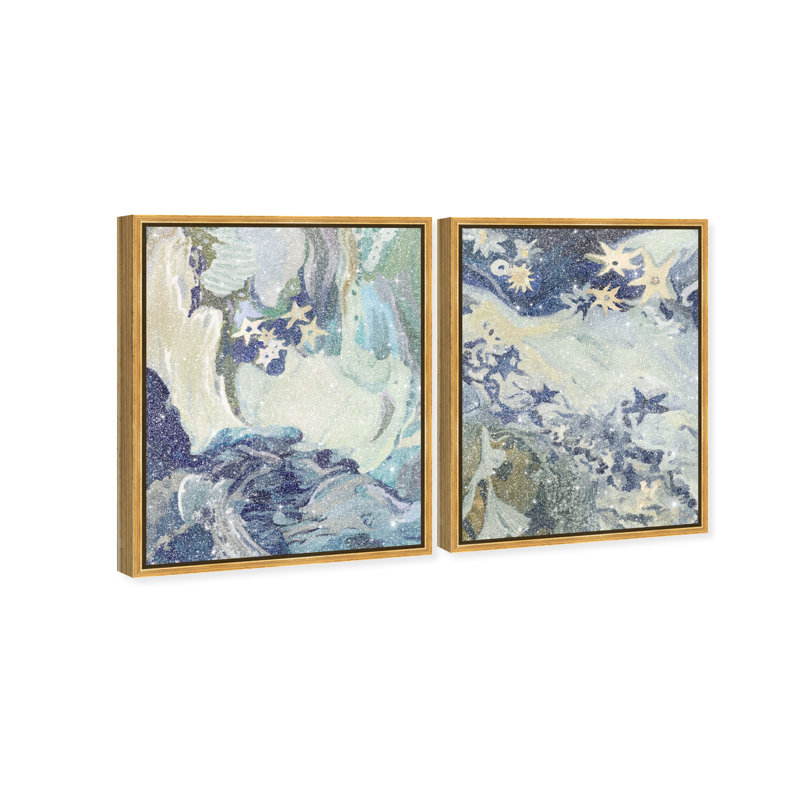 Mermaid Dream Set Canvas Animals Print by Oliver Gal, Black Frame, 16 x 20, 92"H x 74"W, Gold Floater Frame