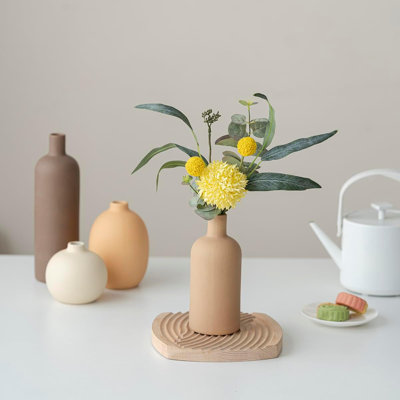 Decorative Ceramic Vase Set, 4-Piece Neutral Tones, Modern Boho Design for Living Room, Entryway, Mantel (Neutral Earth Tone set 4)