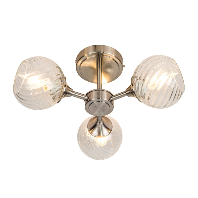 Abhishek Glass Semi Flush Mount, Satin Chrome