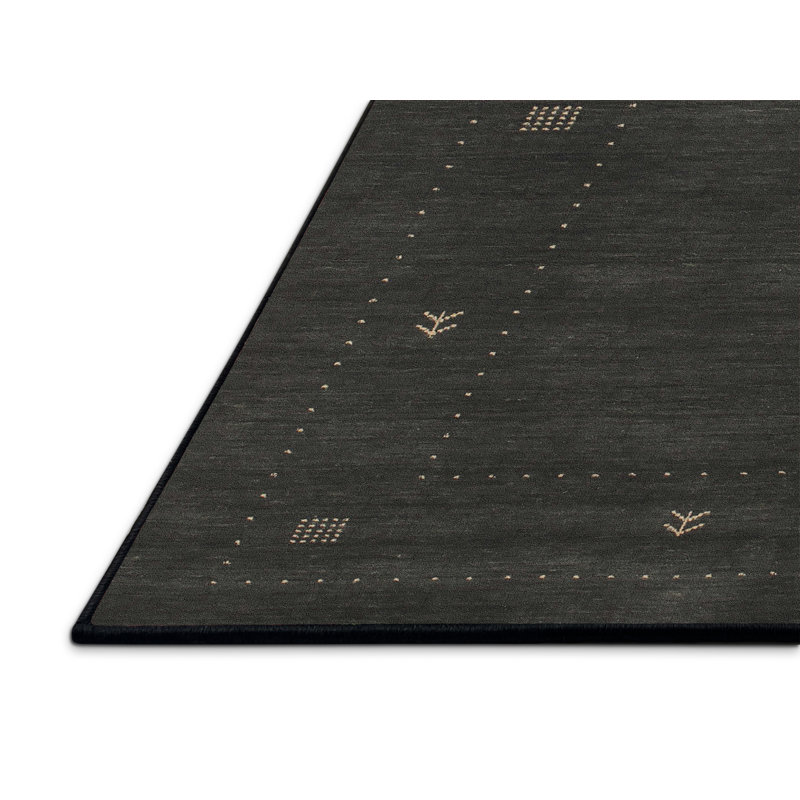 Tapis contemporain noir / brun, Rectangle 2 pi x 5 pi