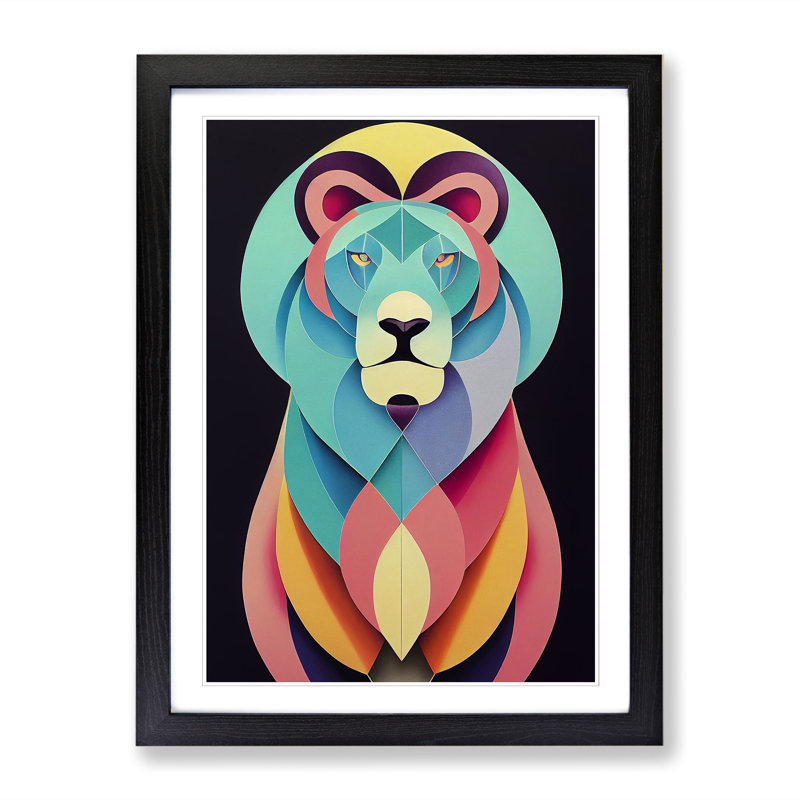 Contemporary Lion Vol.4 1 Piece Single Picture Frame Wall Art, 64cm H x 46cm W, Oak Framed