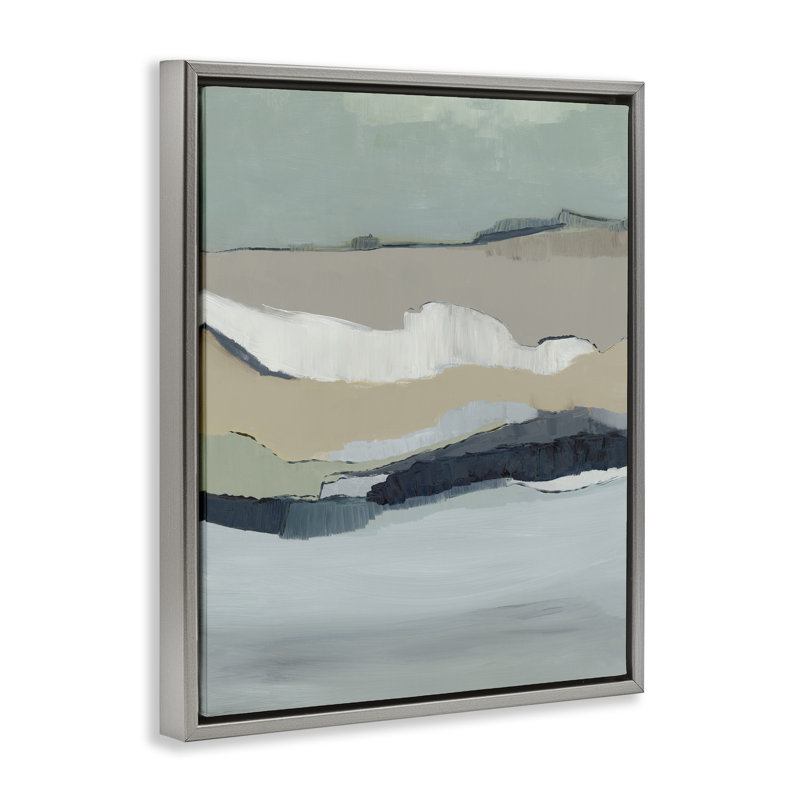 Cadre flottant à marée abstraction flottante, design par Jacob Q, Cadre flottant gris lustré, H 21 po x l 17 po
