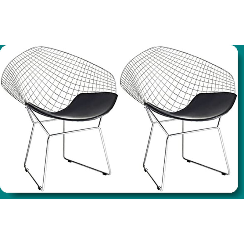 Chaise de patio en métal avec coussins diamond Mishler, Structure chrome / coussin noir