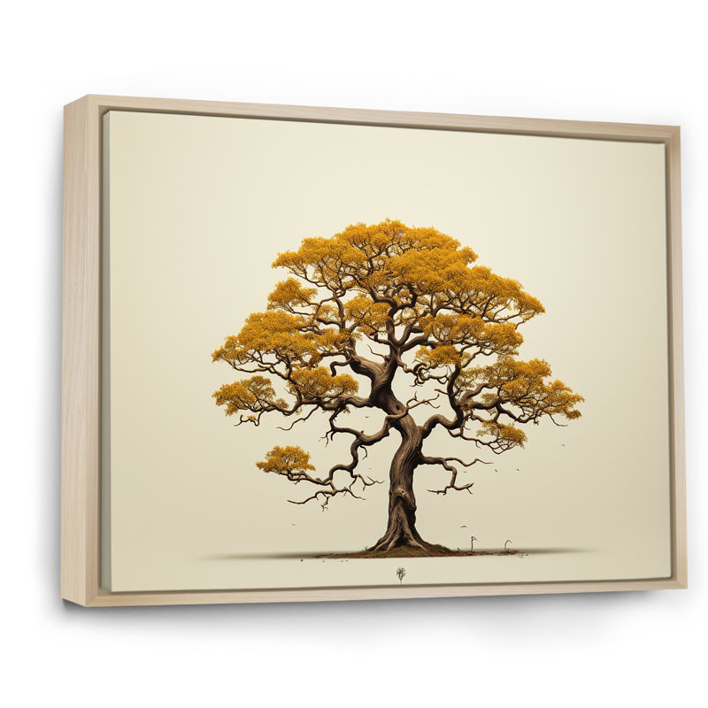 Brown Browns Outline I - Décoration murale arbre chêne, H 24 po x l 32 po x P 1 po, Cadre naturel flottant