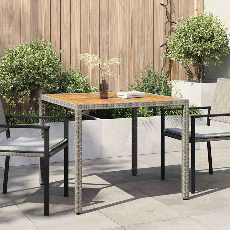 Wicker Outdoor Dining Table , cm W 90cm cm D, Brown / Grey, 75cm H x 90cm W x 90cm D