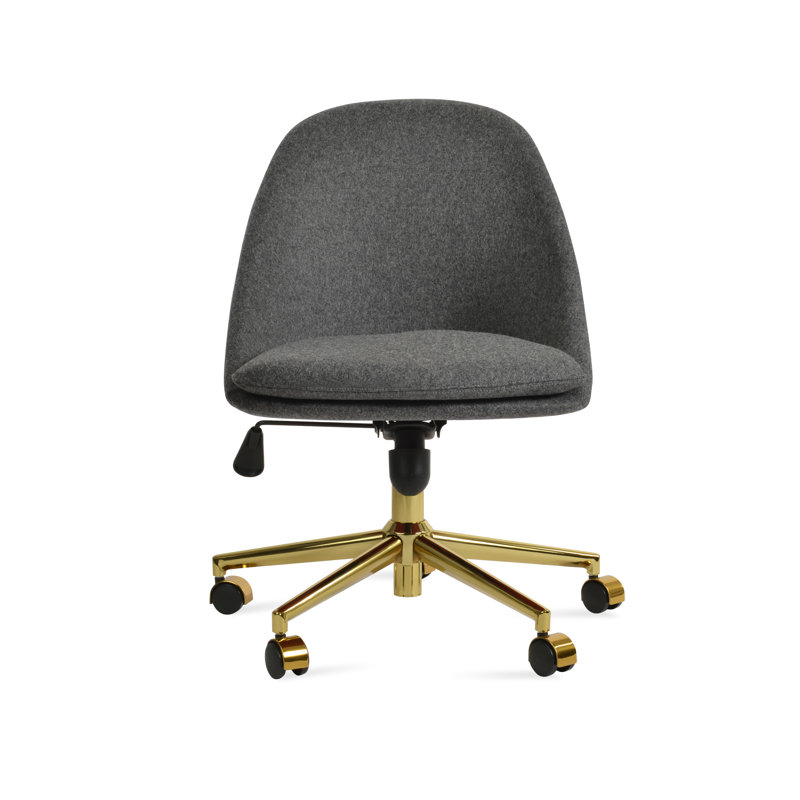 Chaise de bureau Avanos, Gris foncé, Laine