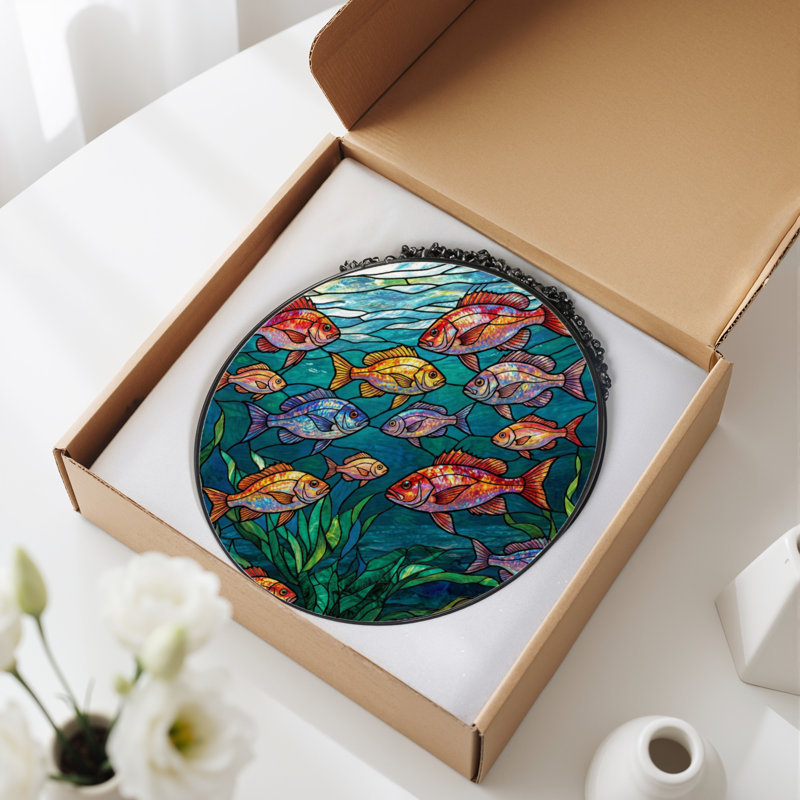 Panneau de vitrail en verre coloré 12 "H 12", 12" H x 12" W