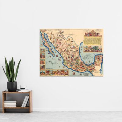 Pictorial Map Of Mexico 1931 Vintage - No Frame Print