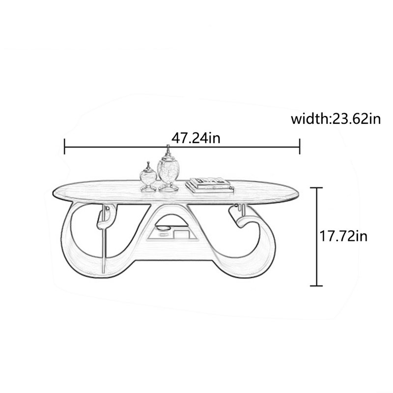 High-end simple solid wood creative coffee table, 17.72" H x 47.24" W x 23.62" D
