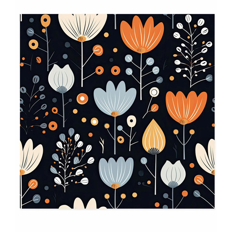 «Botanical Scandinavian Flower Pattern IV», reproduction d'art non encadrée, H 20 po x l 20 po