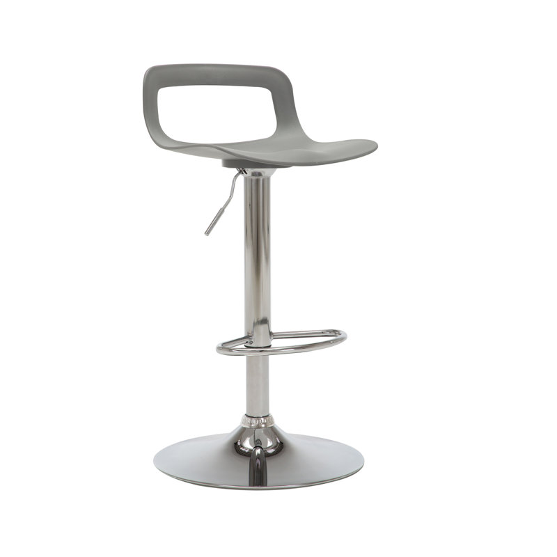 Vahig Swivel PP Adjustable Height Barstool with Metal Frame, Set of 4, Grey Seat / Silver Frame
