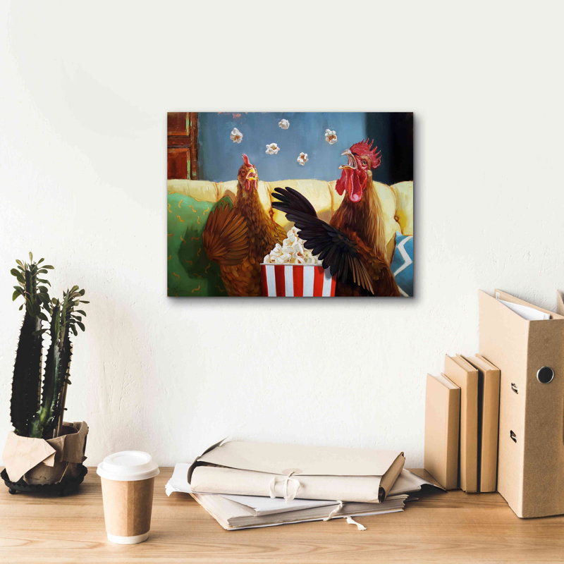 «Popcorn Chickens» par Lucia Heffernan, reproduction sur toile tendue, H 12 po x l 16 po