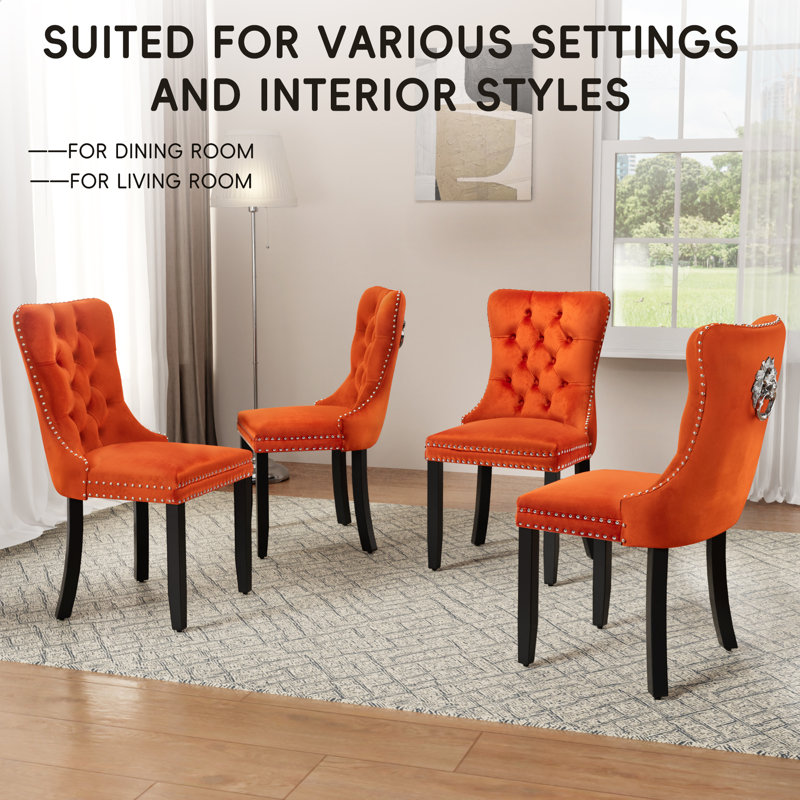 Ensemble de 4 chaises de salle à manger rembourrées Modern, Orange