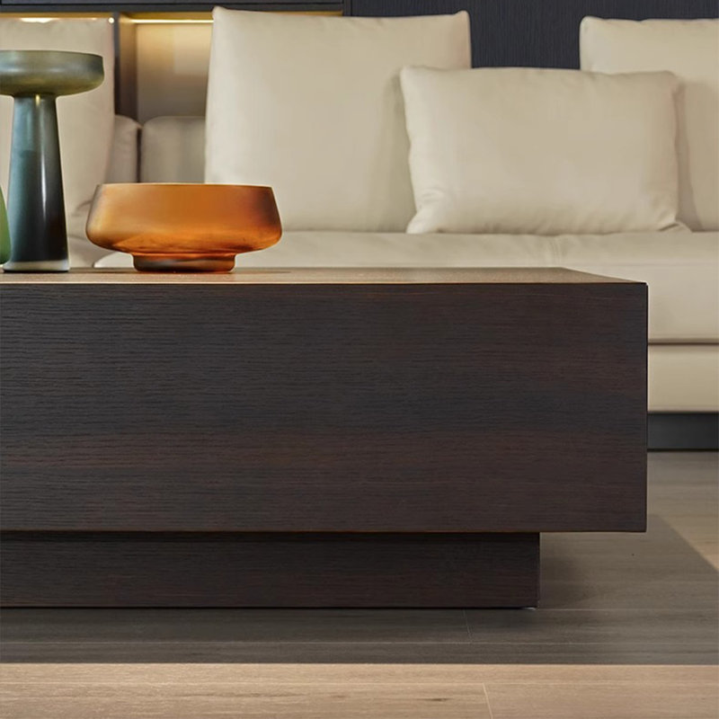 Table basse moderne et simple carrée, H 12,6 po x L 63 po x l 31,5 po, Marron foncé