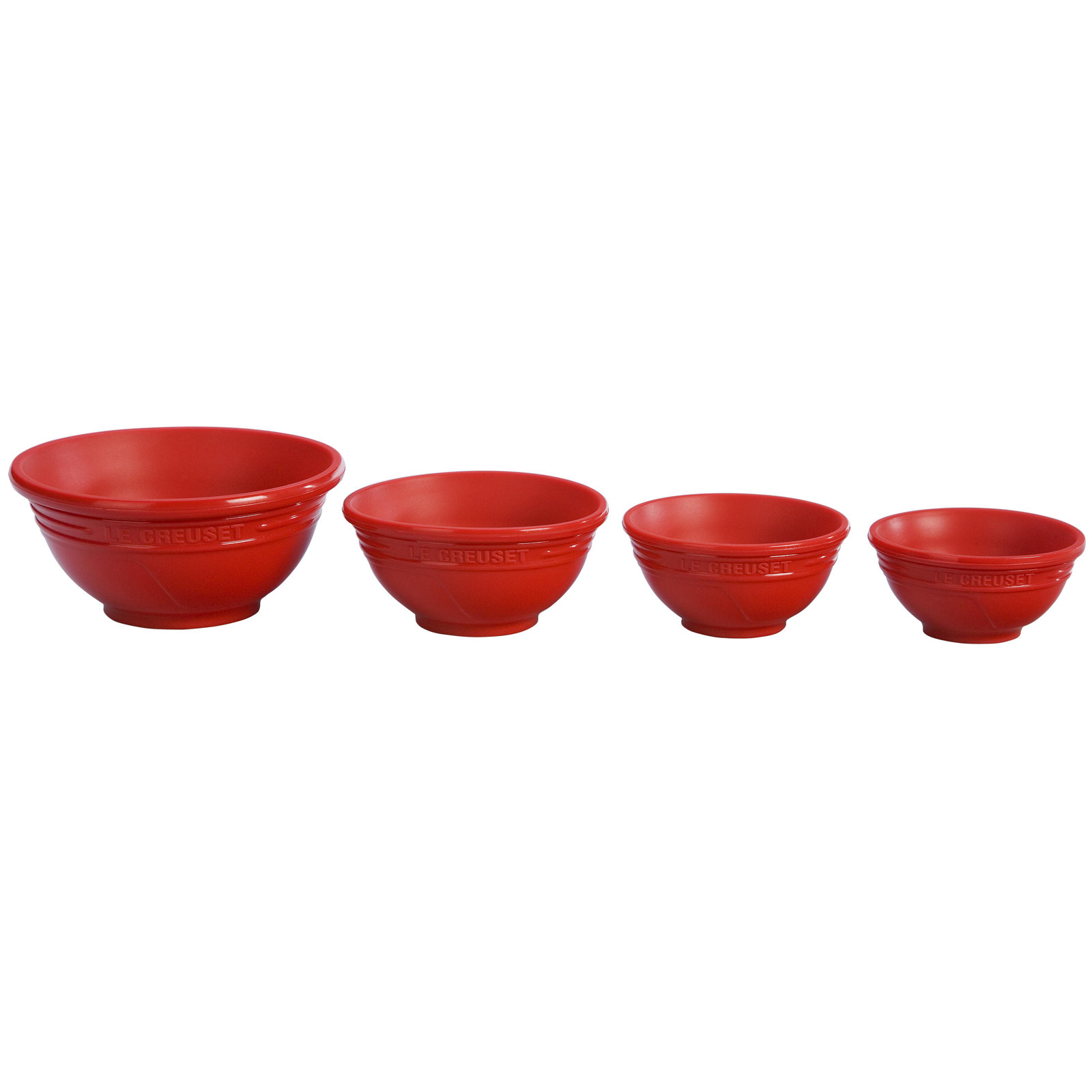 Le Creuset Silicone 4 Piece Prep Bowl Set, Cerise
