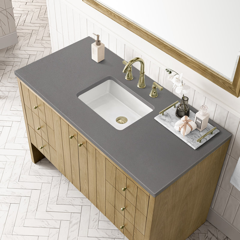 Hudson 48'' W Single Vanity, White Zeus, 8" Widespread, Light Natural Oak