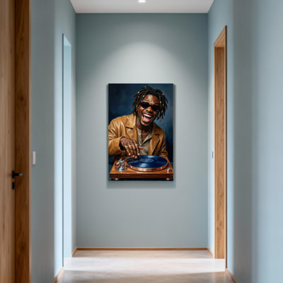 Fashion Laughing Man With Turntable And Dreads