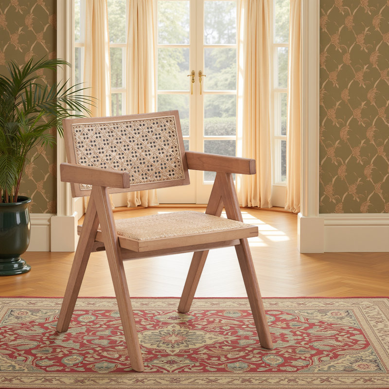 Ensemble de 2 chaises avec accoudoirs en rotin Velentina