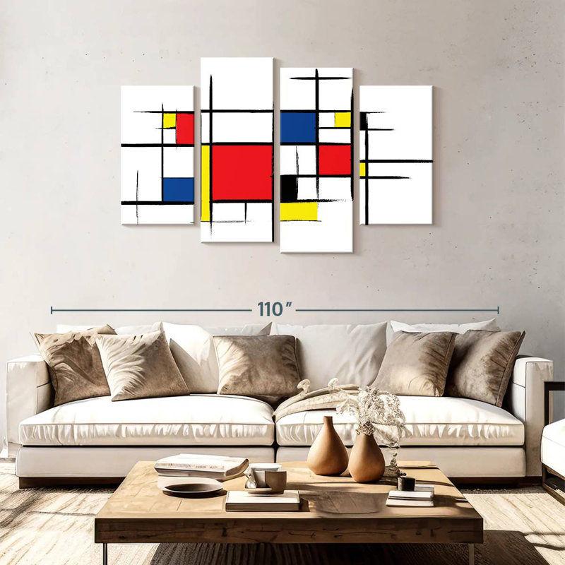 Avery Mondrian Inspired Rustic Abstract