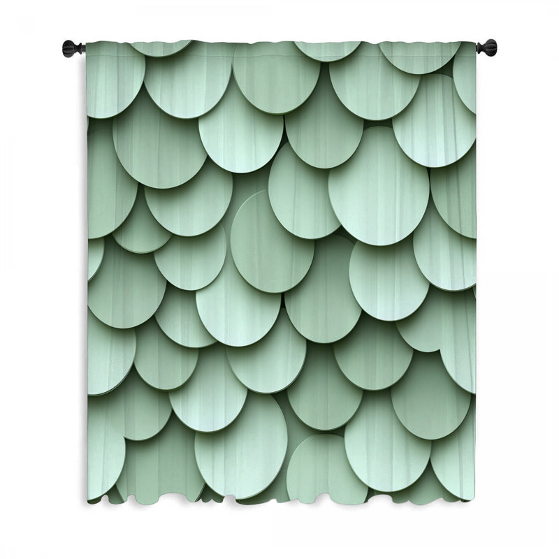 Rideaux de fenêtre à motif écailles abstraites et voilages abstraits - 1 panneau, L 50 po x L 84 po