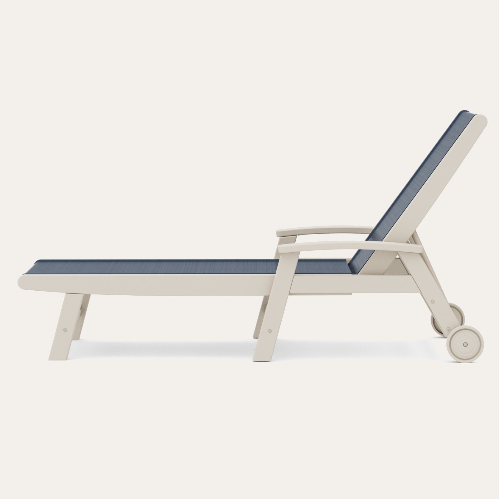 POLYWOOD® Coastal 28" Patio Chaise Lounge, Sand, Navy Blue