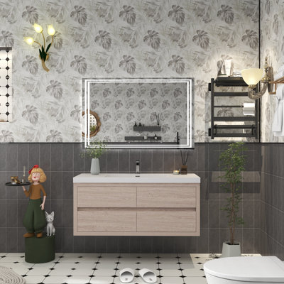Avely 47.25 " W Wall Mounted Wall Mounted 1 Single Vanity Bathroom Vanity With Acrylic Top