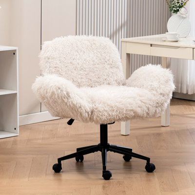 Fauteuil en laine polaire moelleuse, pliable, design croisé, hauteur réglable pour une assise confortable et relaxante, couleur crème, convient à tous les espaces, doux et confortable