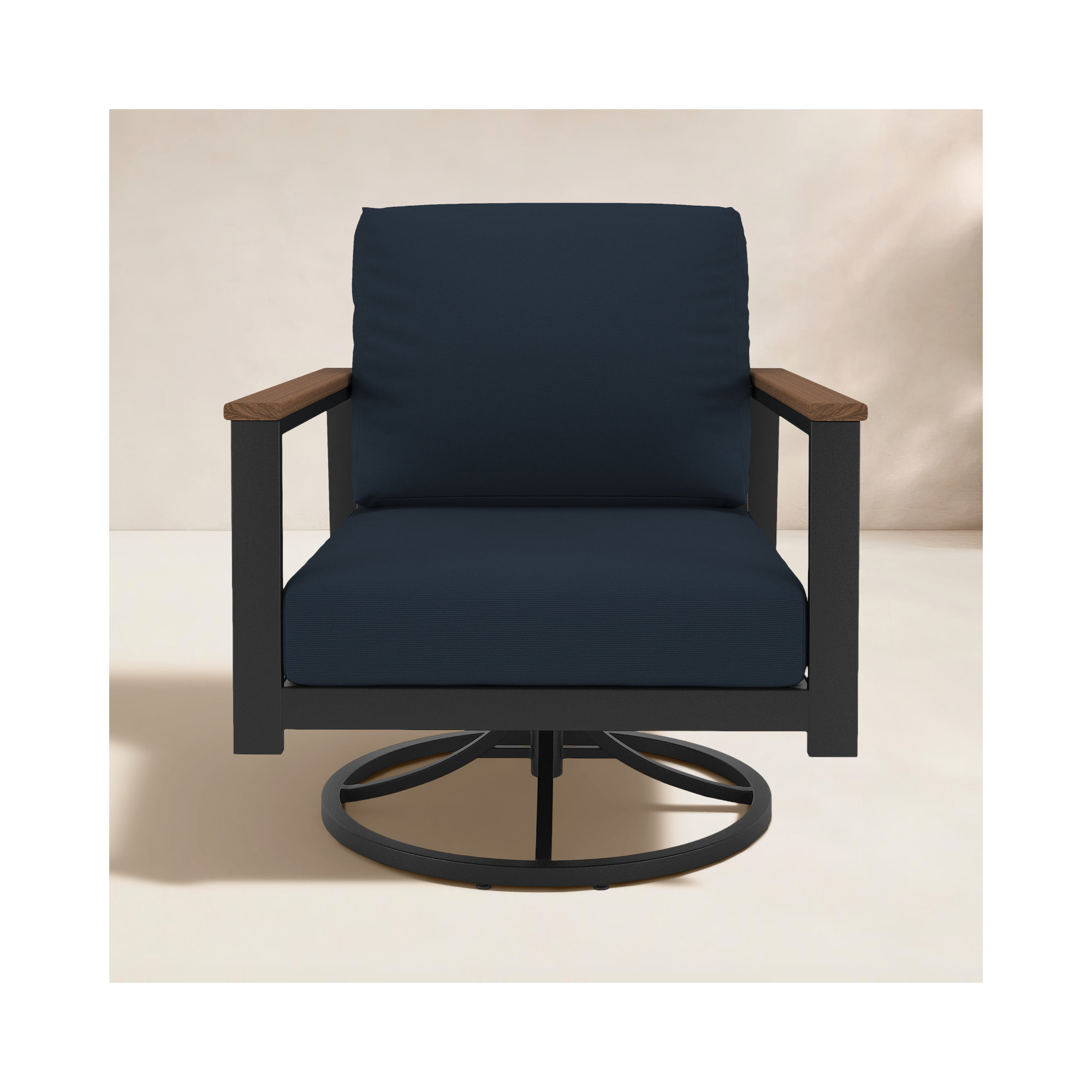 Townsend Outdoor Rocking Metal Chair with Sunbrella® Cushions, Canvas Navy Sunbrella® Canvas
