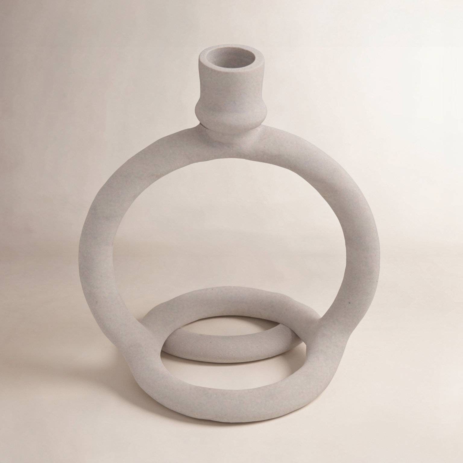 Aluminum Candlestick Holder, Off White