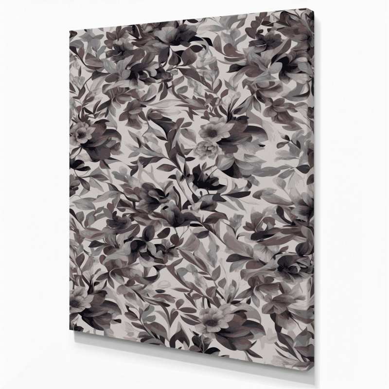"Abstract Florals 7", art mural sur toile grise, H 18 po x l 12 po