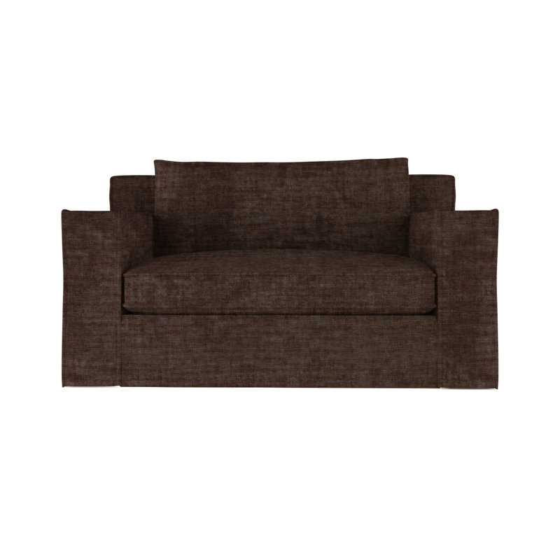 Causeuse Mulberry, H 33 po x l 72 po x p 45 po, Velours écrasé chocolat, Patiné