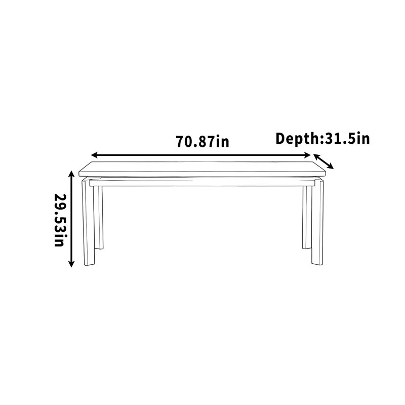 Bureau et bureau en noyer noir, H 29,53 po x l 70,87 po x P 31,5 po