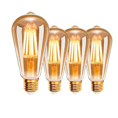 Pack of 4 E27 Vintage Edison LED Filament Light Bulbs