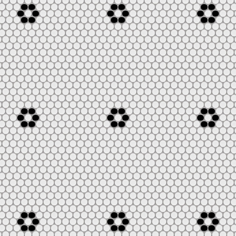 Metro Penny Metro Penny Matte White with Black Flower 9-3/4" x 11-1/2" Porcelain Mosaic Floor and Wall Tile