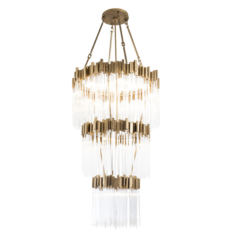 Lustre 18 lumières 3 niveaux Matrix, Havane doré