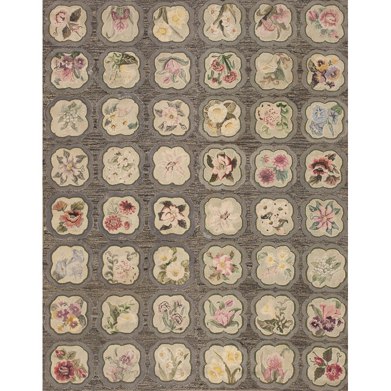 Tapis crocheté antique en laine et coton