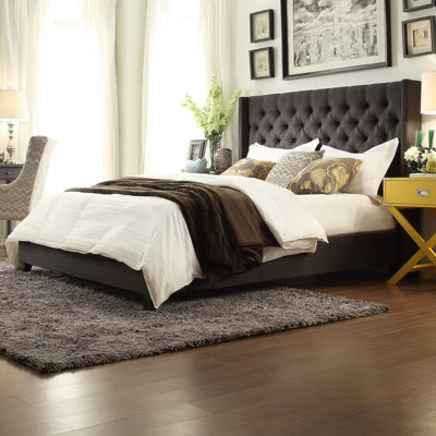 Burny Upholstered Linen Wingback Bed