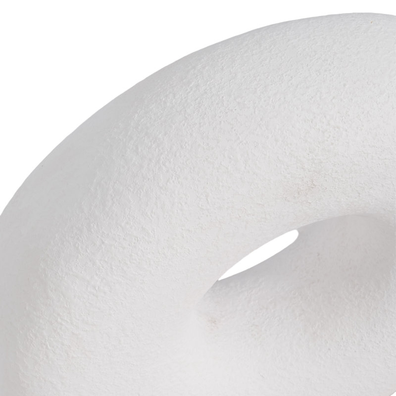 Ceramic Elegance Unique Slanted Circle Decor Piece for Modern Homes, 8" H x 4" W x 4" D, White