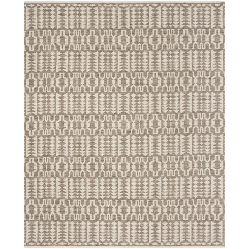 Bennett Hand Woven Wool/Cotton Geometric Rug in Ivory, Rectangle 8' x 10'