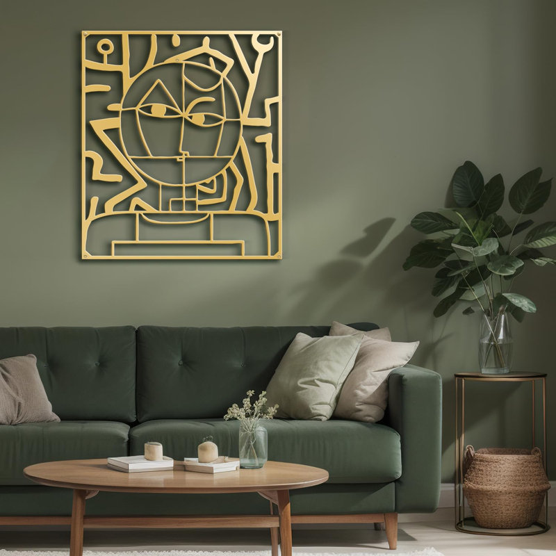 Décoration murale en métal, Or, H 36 po x l 36 po x P 0,05 po