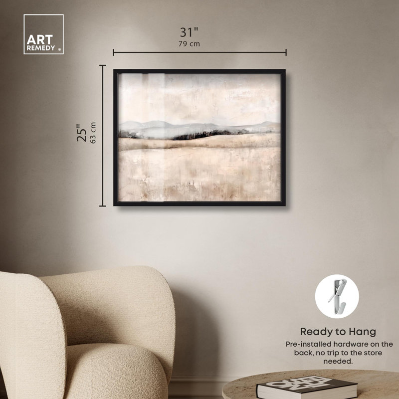 «Distant Hills I Shadowbox Print Landscape Paintings» par Art Remedy, H 25 po x l 31 po, Noir