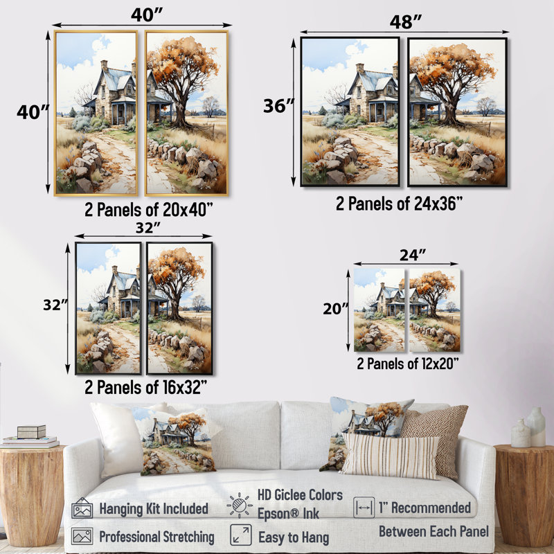 «Farmhouse Patterns An II - Farm Large Wall Art, lot de 2», 32" H x 32" W, Impression encadrée flottante, Black