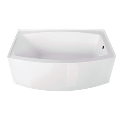 Kingston Brass Aqua Eden 60-Inch Acrylic Rectangular 3-Wall Alcove Tub, Drain Hole