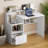 120cm Computer Desk With Drawers And Power Outlet,white Office Desk With Monitor Stand&cable Management, Gaming Desk Pc Table With Storage, Small Study Table For Home Office/bedroom