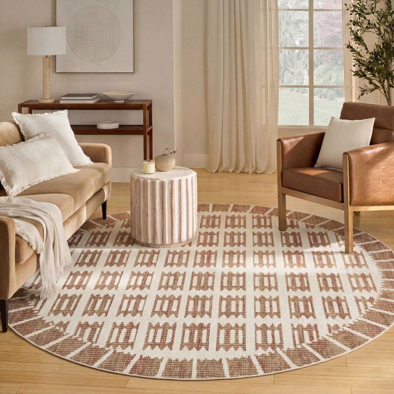 Marilo Power Loom Polyester Area Rug, Round 5'